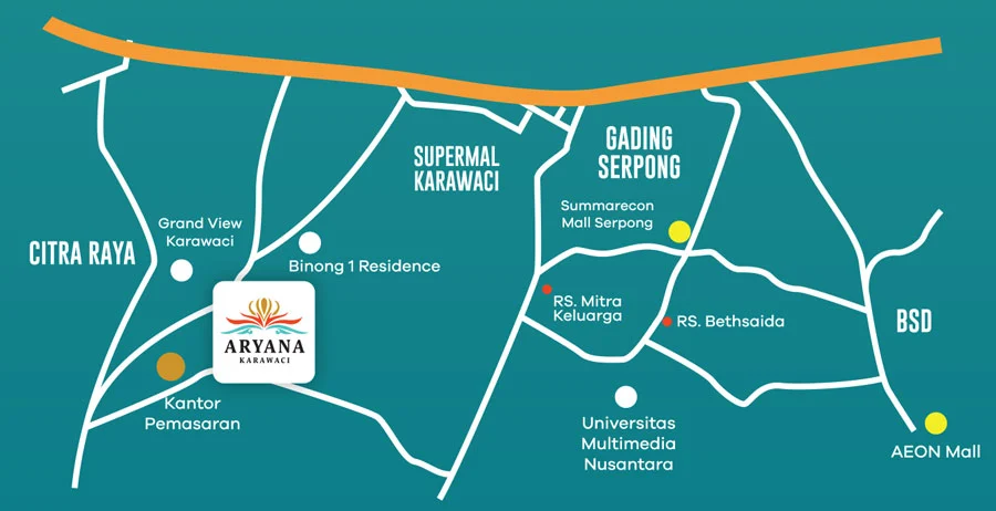 lokasi map aryana karawaci