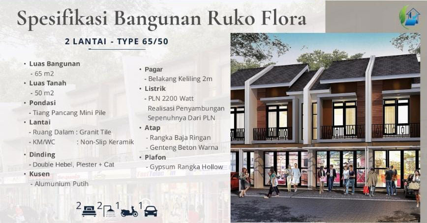 spesifikasi bangunan ruko flora aryana karawaci