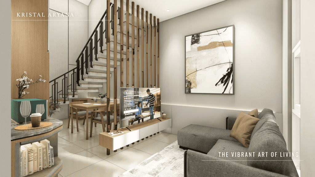Suasana desain interior rumah tipe kristal di Aryana Karawaci